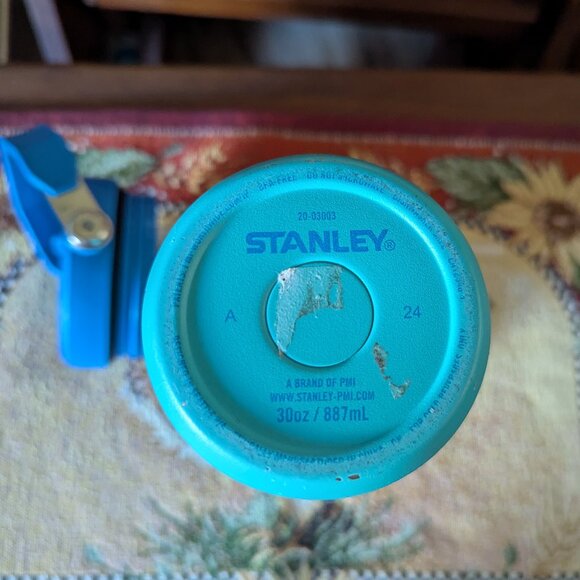 Stanley Water Bottle, Blue Teal, Top Handle - Picture 4 of 7